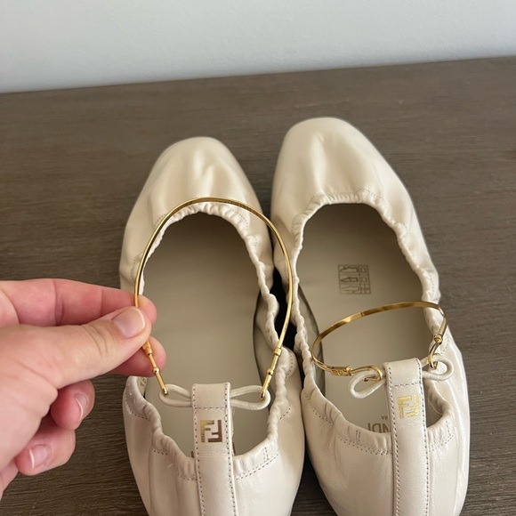 Fendi Leather Flats with Gold Accent (runs big) - Picture 3 of 9